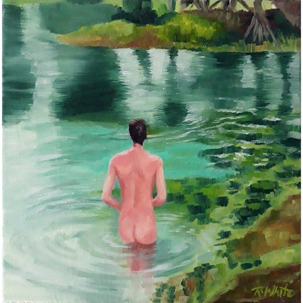"Swim in the Everglades" Original oil on canvas painting by Robin White